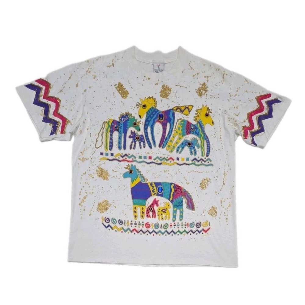 Vintage Native American Jeweled T-Shirt KWBL Los Angeles * Measurements *